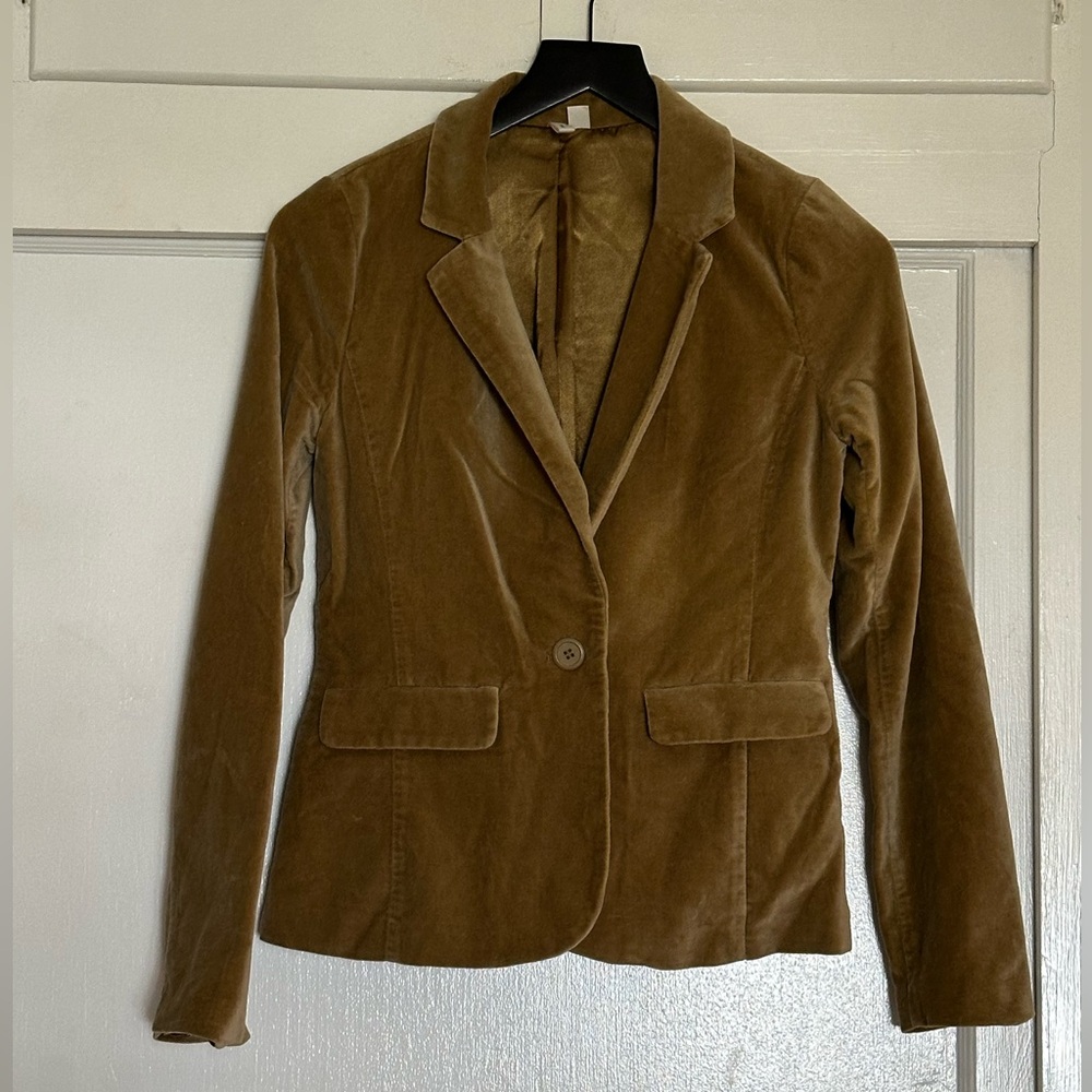 Fitted Camel Velvet Blazer